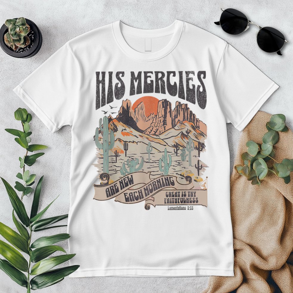 Boho Christian Jesus Apparel Faith Based His Mercies Are New Premium T-Shirt