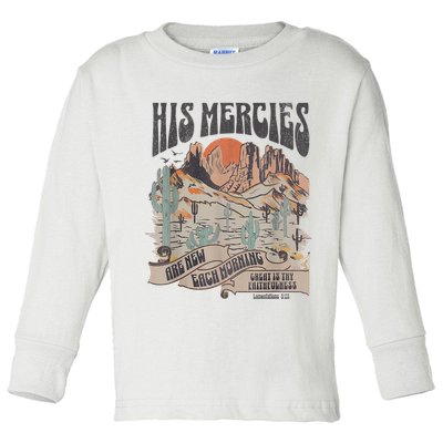 Boho Christian Jesus Apparel Faith Based His Mercies Are New Toddler Long Sleeve Shirt