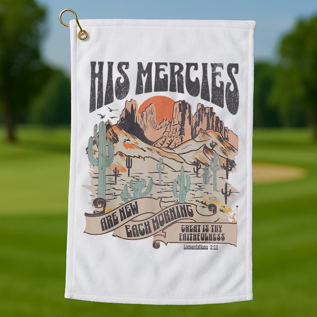 Boho Christian Jesus Apparel Faith Based His Mercies Are New Golf Towel