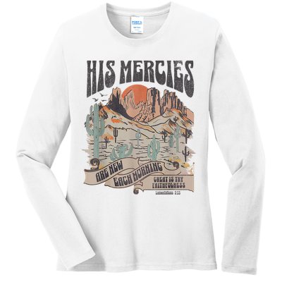 Boho Christian Jesus Apparel Faith Based His Mercies Are New Ladies Long Sleeve Shirt