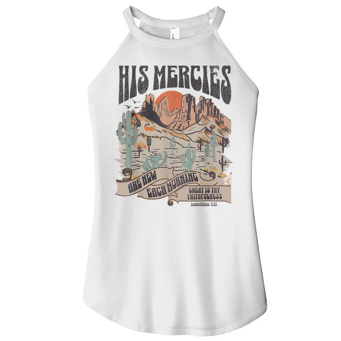 Boho Christian Jesus Apparel Faith Based His Mercies Are New Women's Perfect Tri Rocker Tank