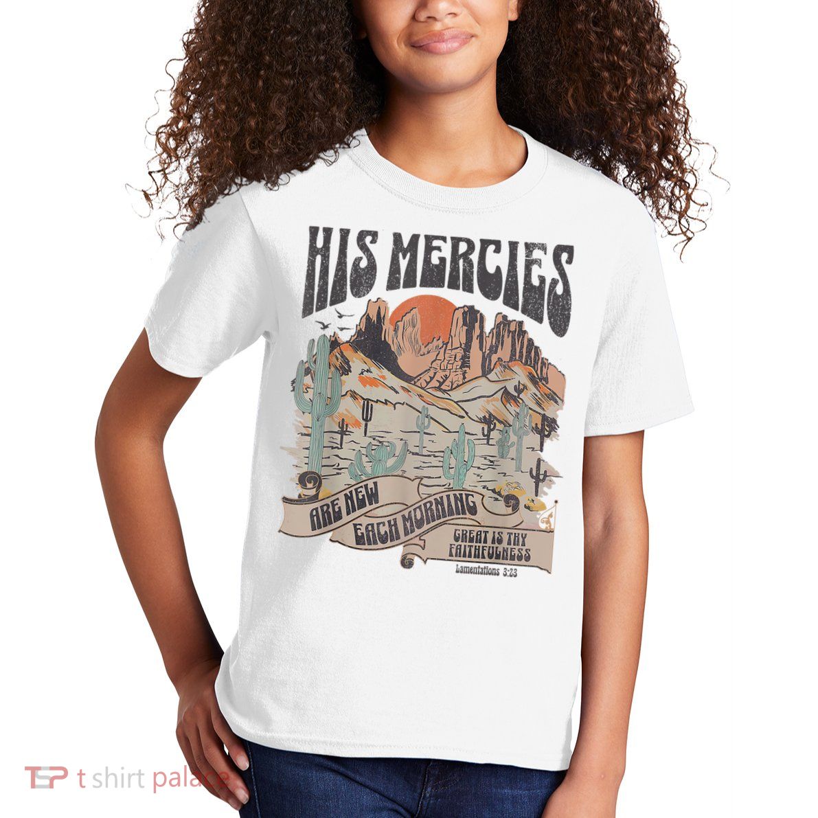 Boho Christian Jesus Apparel Faith Based His Mercies Are New Kids T-Shirt
