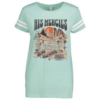 Boho Christian Jesus Faith Based His Mercies Are New Enza Ladies Jersey Football T-Shirt