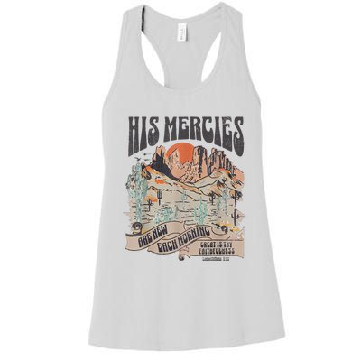 Boho Christian Jesus Faith Based His Mercies Are New Women's Racerback Tank