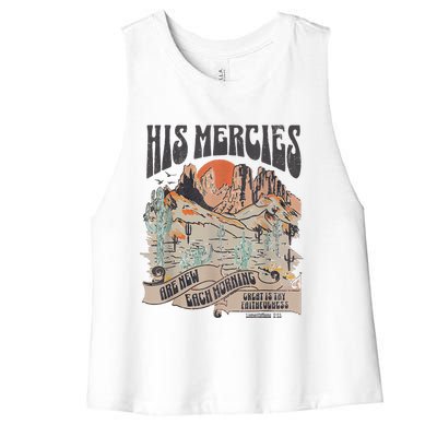 Boho Christian Jesus Faith Based His Mercies Are New Women's Racerback Cropped Tank