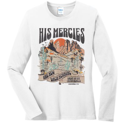 Boho Christian Jesus Faith Based His Mercies Are New Ladies Long Sleeve Shirt