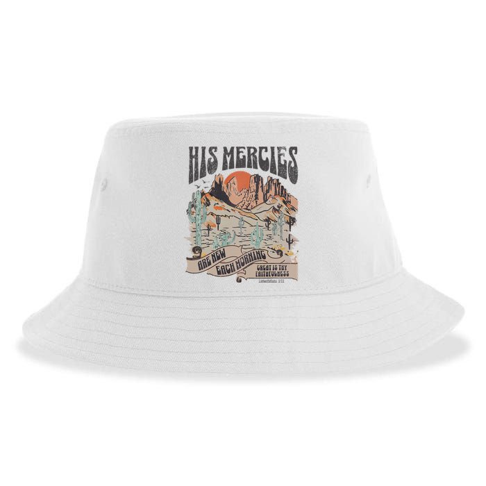 Boho Christian Jesus Apparel Faith Based His Mercies Are New Sustainable Bucket Hat