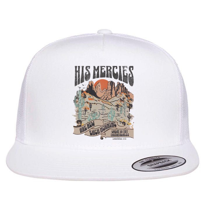 Boho Christian Jesus Apparel Faith Based His Mercies Are New Flat Bill Trucker Hat