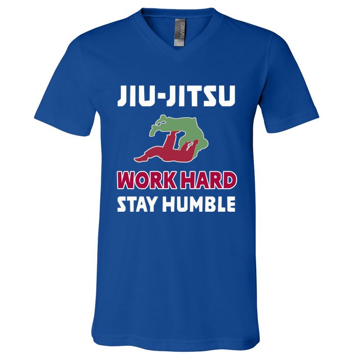 Best Classic Jiu Jitsu Gift Work Hard Stay Humble Meaningful Gift V-Neck T-Shirt