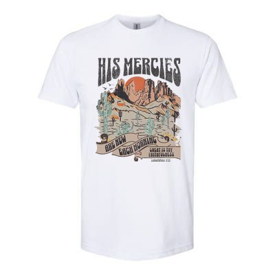 Boho Christian Jesus Apparel Faith Based His Mercies Are New Softstyle CVC T-Shirt