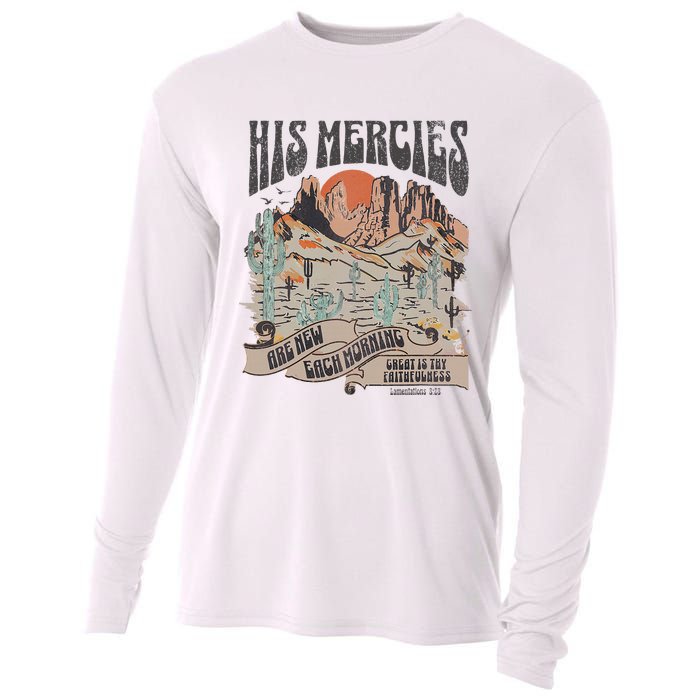 Boho Christian Jesus Apparel Faith Based His Mercies Are New Cooling Performance Long Sleeve Crew