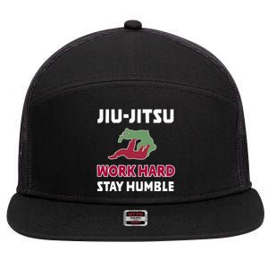 Best Classic Jiu Jitsu Gift Work Hard Stay Humble Meaningful Gift 7 Panel Mesh Trucker Snapback Hat