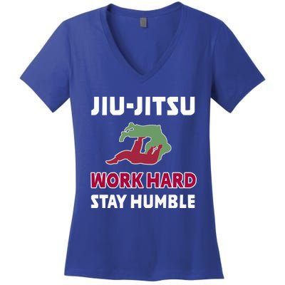 Best Classic Jiu Jitsu Gift Work Hard Stay Humble Meaningful Gift Women's V-Neck T-Shirt