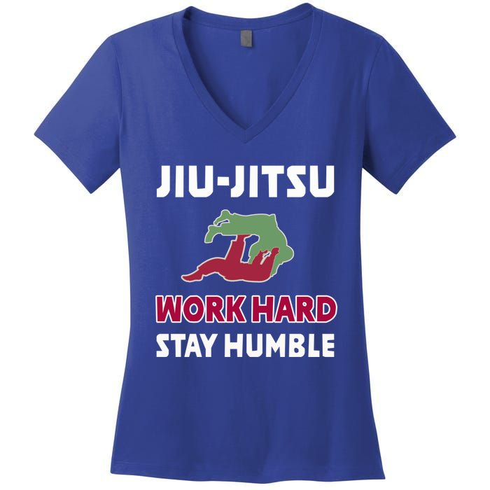 Best Classic Jiu Jitsu Gift Work Hard Stay Humble Meaningful Gift Women's V-Neck T-Shirt