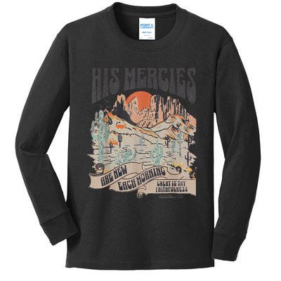 Boho Christian Jesus Faith Based His Mercies Are New Kids Long Sleeve Shirt