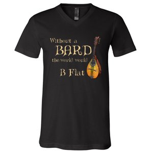 Bard Class Joke For Fantasy Games Player B Flat Pun V-Neck T-Shirt