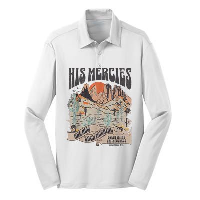 Boho Christian Jesus Faith Based His Mercies Are New Silk Touch Performance Long Sleeve Polo