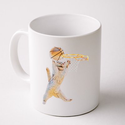 Basketball Cat Jump Shot Funny Cat Sports Fan Pet Lovers Coffee Mug