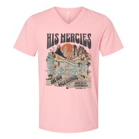 Boho Christian Jesus Faith Based His Mercies Are New V-Neck T-Shirt