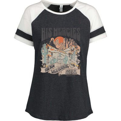 Boho Christian Jesus Apparel Faith Based His Mercies Are New Enza Ladies Jersey Colorblock Tee