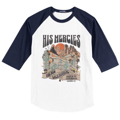 Boho Christian Jesus Apparel Faith Based His Mercies Are New Baseball Sleeve Shirt