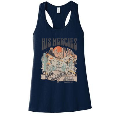 Boho Christian Jesus Apparel Faith Based His Mercies Are New Women's Racerback Tank