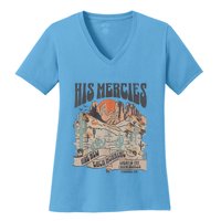 Boho Christian Jesus Apparel Faith Based His Mercies Are New Women's V-Neck T-Shirt