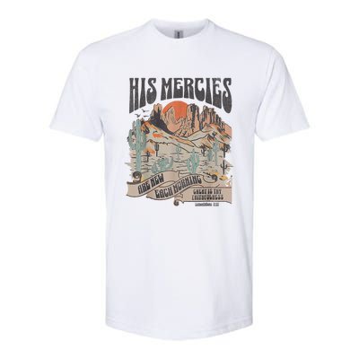 Boho Christian Jesus Apparel Faith Based His Mercies Are New Softstyle CVC T-Shirt