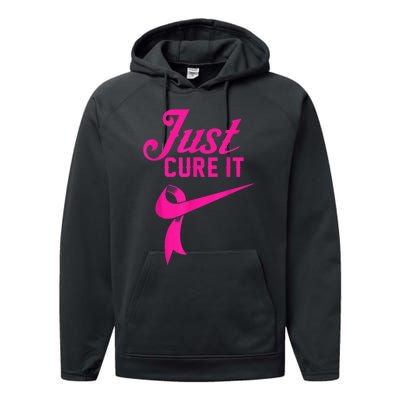 Breast Cancer Just Cure It Performance Fleece Hoodie