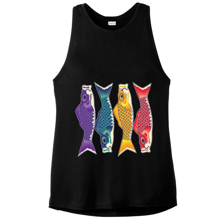 Bright Colorful Japanese Koi Carp Fish Ladies PosiCharge Tri-Blend Wicking Tank