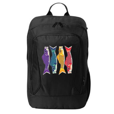 Bright Colorful Japanese Koi Carp Fish City Backpack