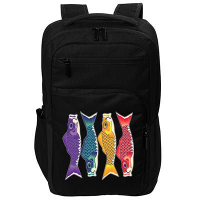 Bright Colorful Japanese Koi Carp Fish Impact Tech Backpack