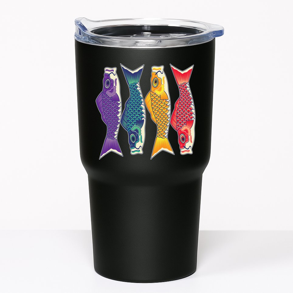 Bright Colorful Japanese Koi Carp Fish Tumbler
