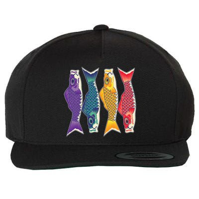 Bright Colorful Japanese Koi Carp Fish Wool Snapback Cap