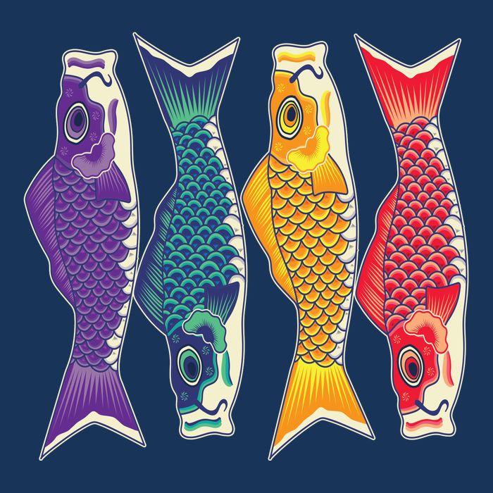 Bright Colorful Japanese Koi Carp Fish Apron