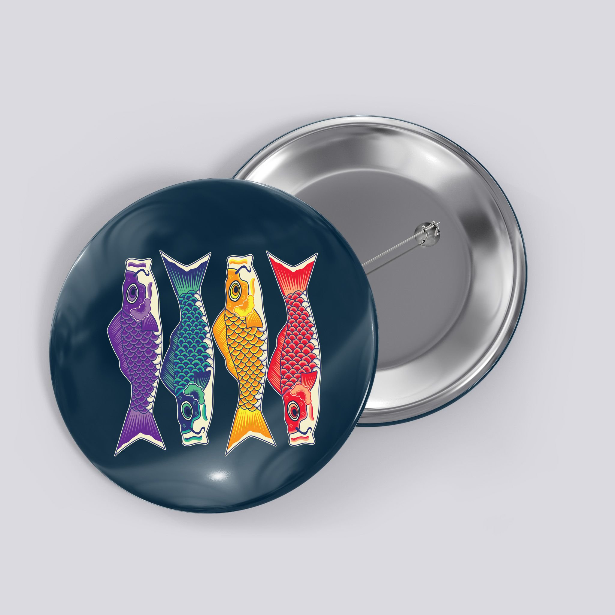 Bright Colorful Japanese Koi Carp Fish Button