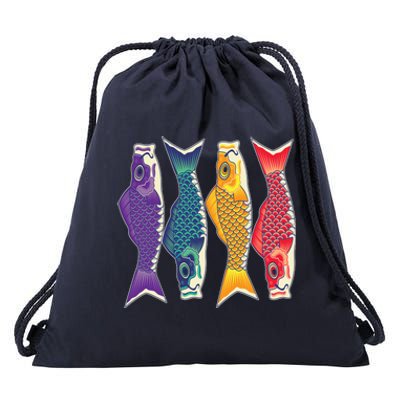 Bright Colorful Japanese Koi Carp Fish Drawstring Bag