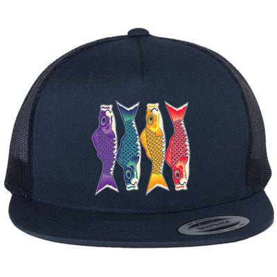 Bright Colorful Japanese Koi Carp Fish Flatbill Hat