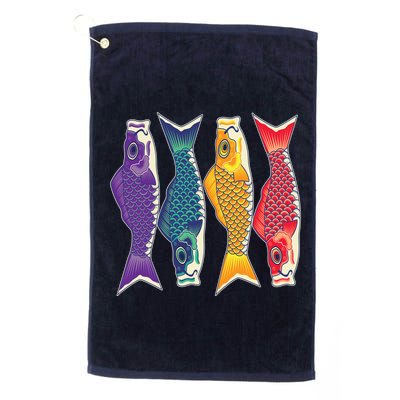 Bright Colorful Japanese Koi Carp Fish Golf Towel