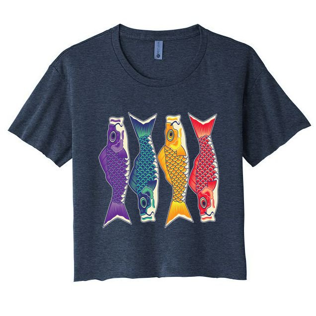 Bright Colorful Japanese Koi Carp Fish Crop Top