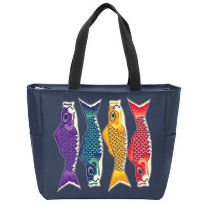 Bright Colorful Japanese Koi Carp Fish Zip Tote Bag