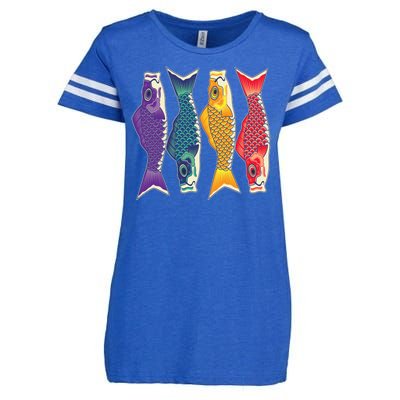 Bright Colorful Japanese Koi Carp Fish Enza Ladies Jersey Football T-Shirt