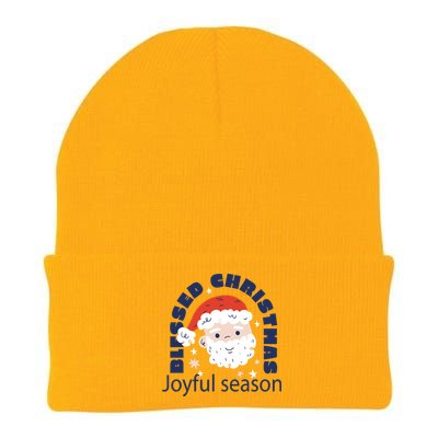 Blessed Christmas Joyful Season Santa Claus Knit Cap Winter Beanie