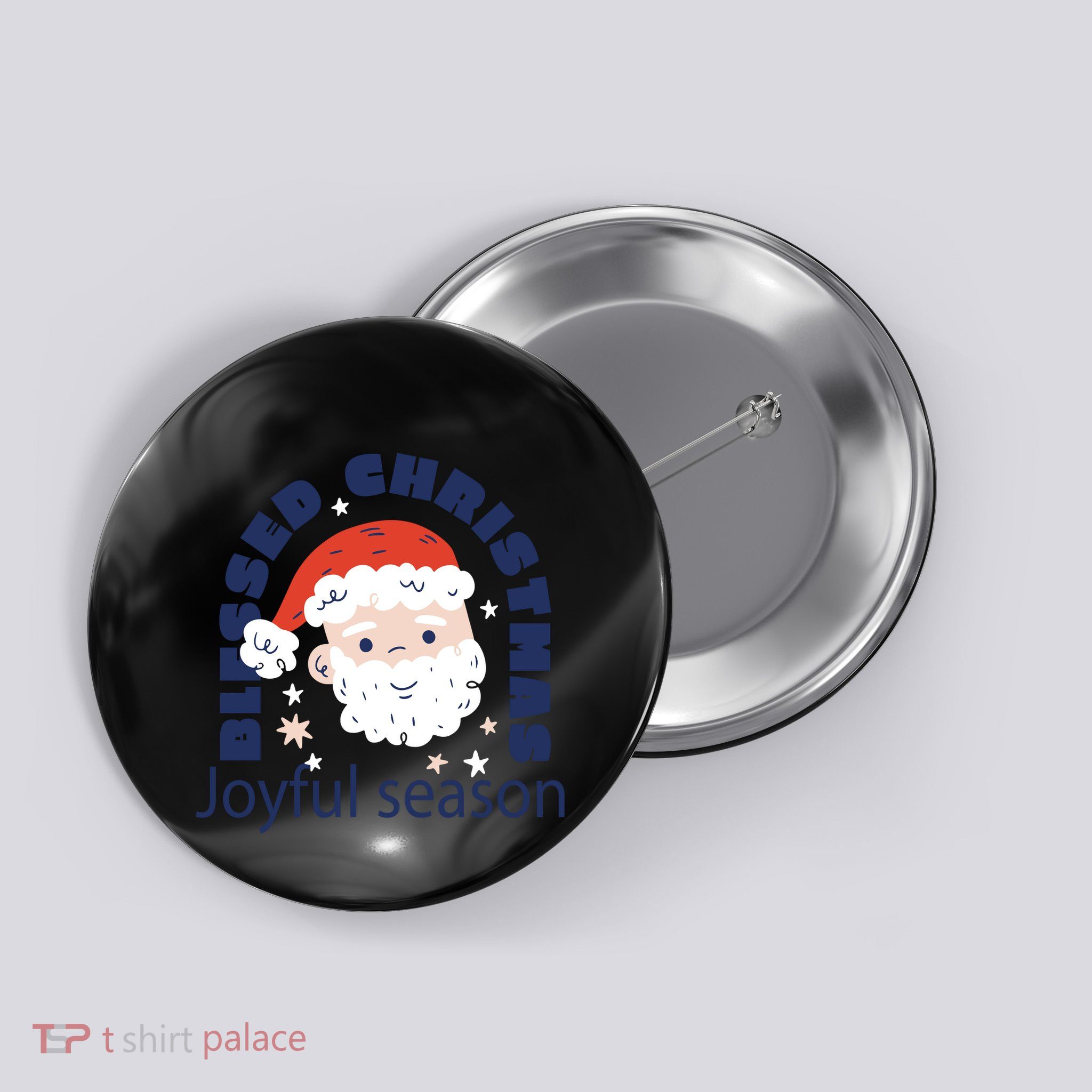 Blessed Christmas Joyful Season Santa Claus Button