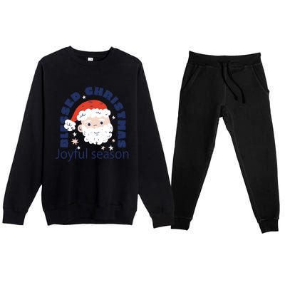 Blessed Christmas Joyful Season Santa Claus Premium Crewneck Sweatsuit Set