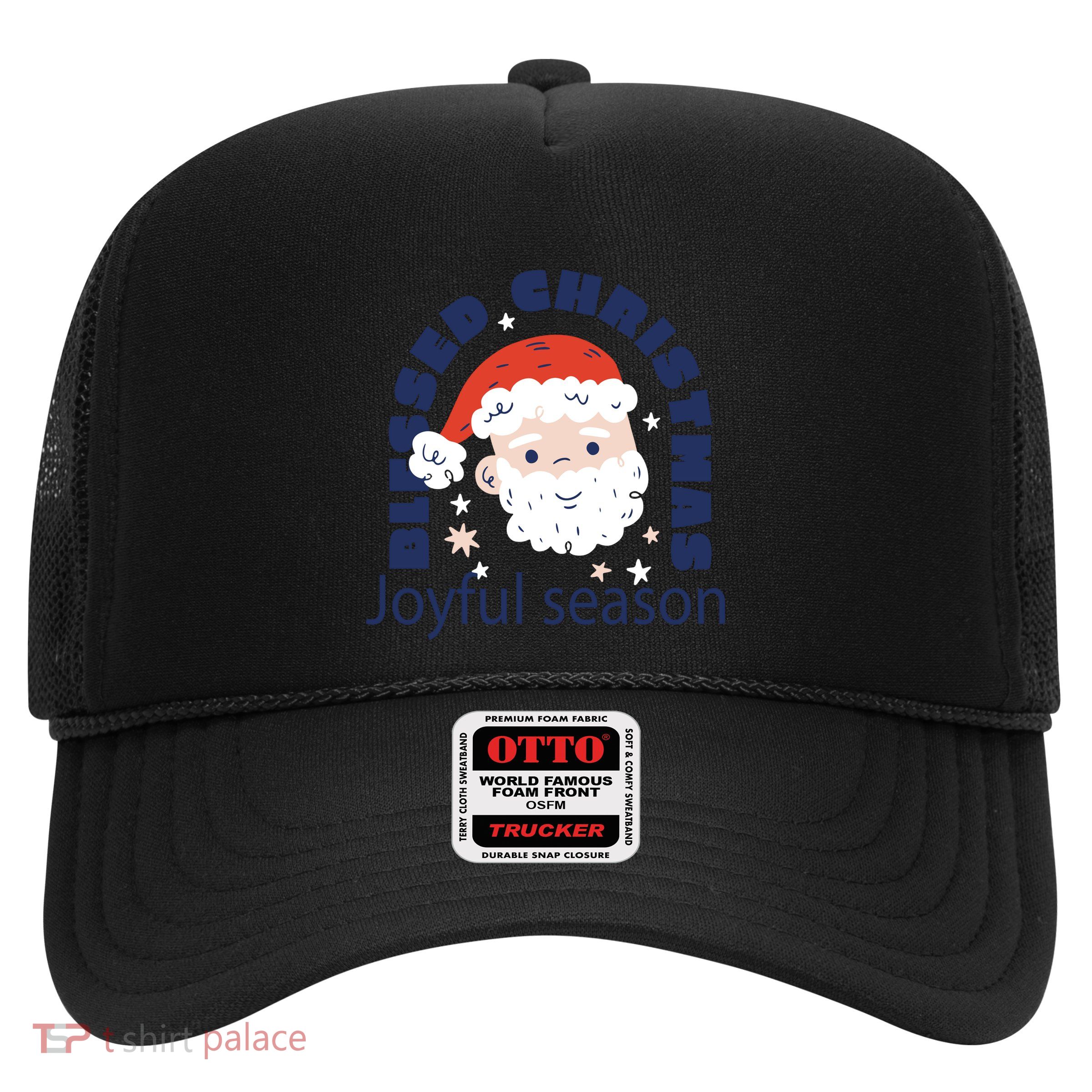 Blessed Christmas Joyful Season Santa Claus Trucker Hat