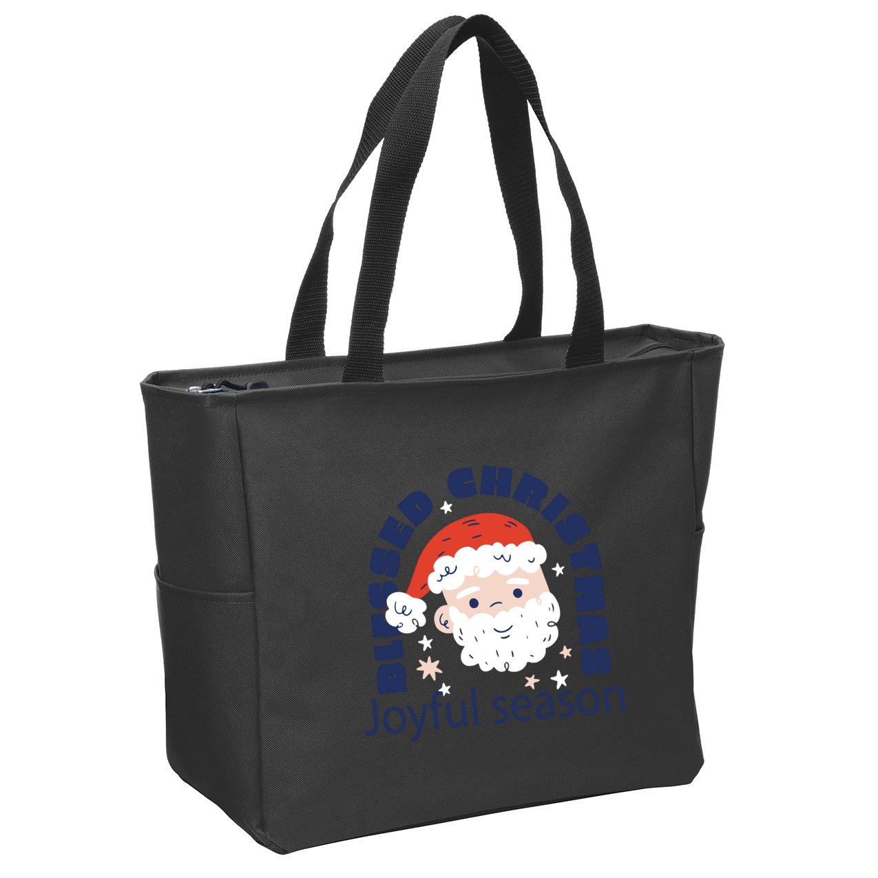 Blessed Christmas Joyful Season Santa Claus Zip Tote Bag