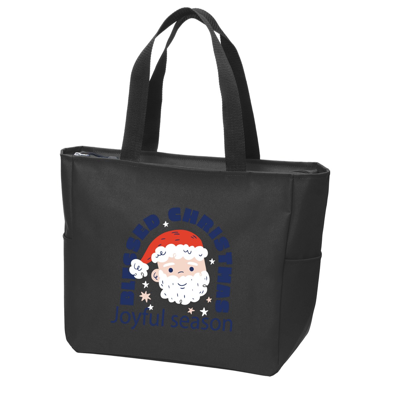 Blessed Christmas Joyful Season Santa Claus Zip Tote Bag