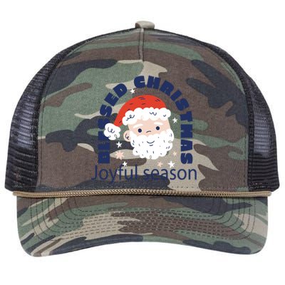 Blessed Christmas Joyful Season Santa Claus Retro Rope Trucker Hat Cap