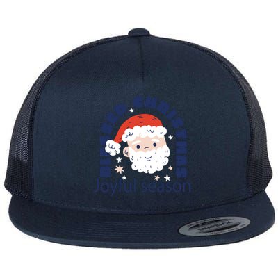 Blessed Christmas Joyful Season Santa Claus Flat Bill Trucker Hat